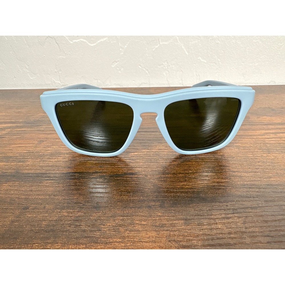 Gucci GG1571S 003 Light Blue Rectangular Sunglasses Cutout Logo XL Made in Italy - Picture 3 of 10